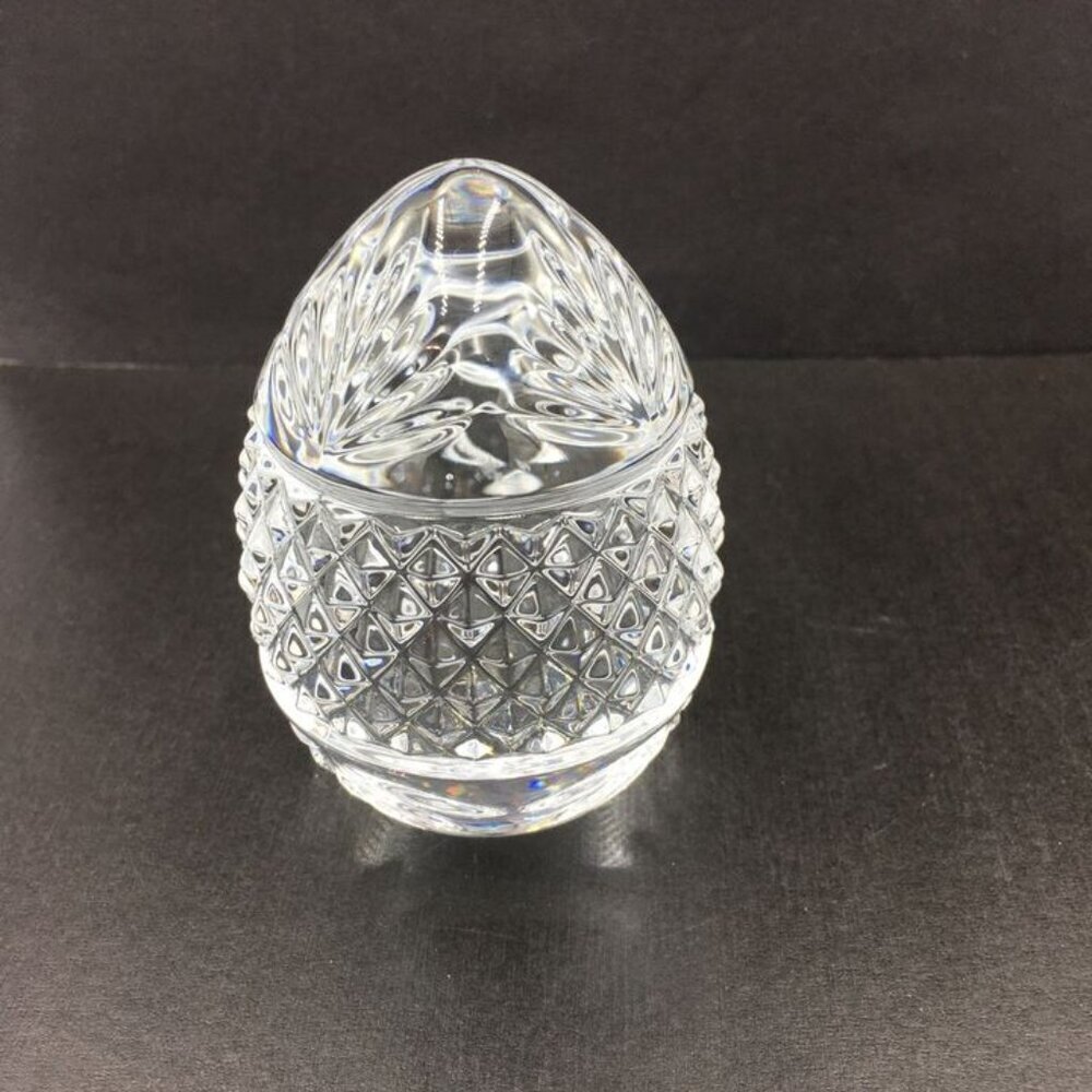 Vintage Cut Crystal Egg Shaped Paperweight made In France coastal minimalist